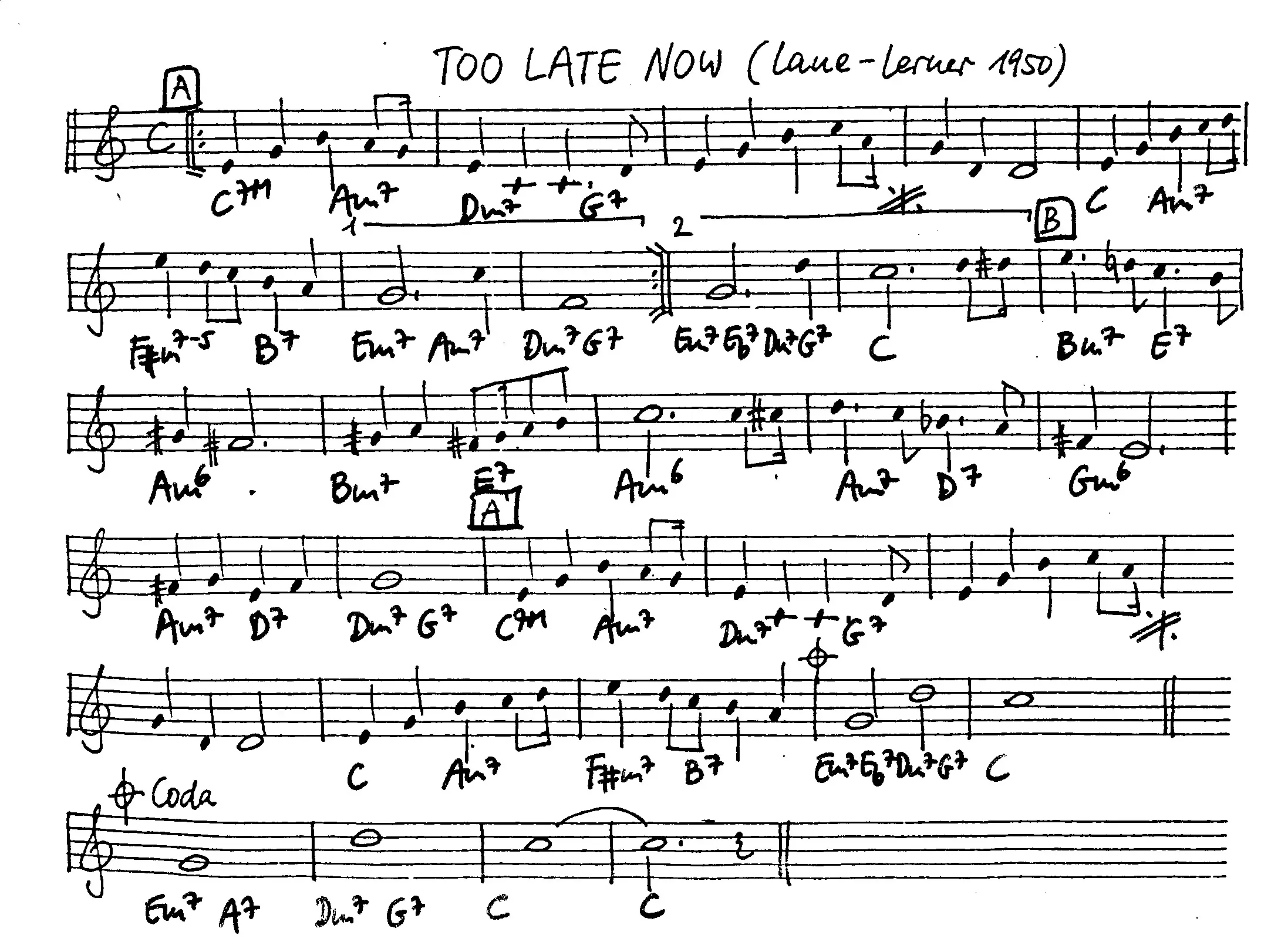 too late now free jazz leadsheet - Courtesy of the Jungle Jazz Band